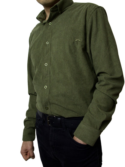 Camisa slim fit - Pana verde