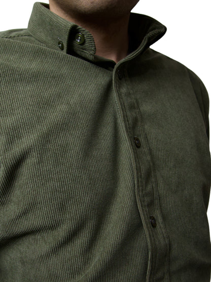 Camisa slim fit - Pana verde