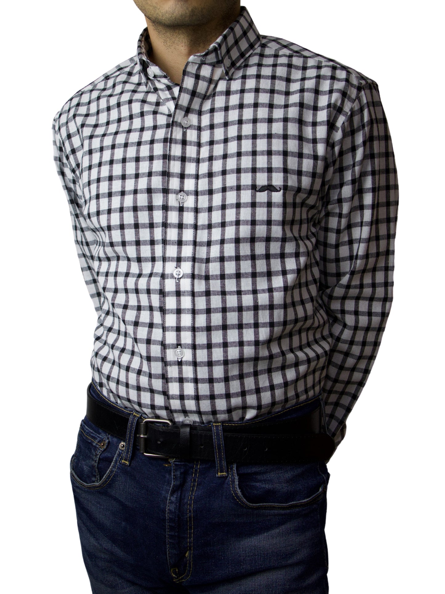 Camisa slim fit - Cuadro negro