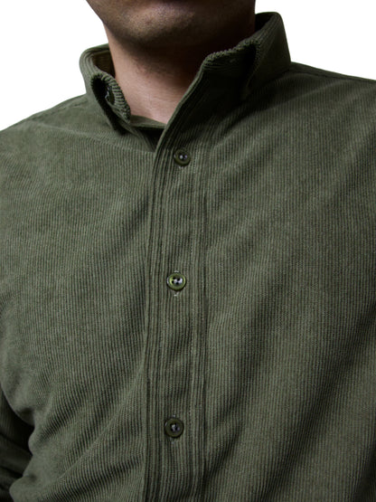 Camisa slim fit - Pana verde