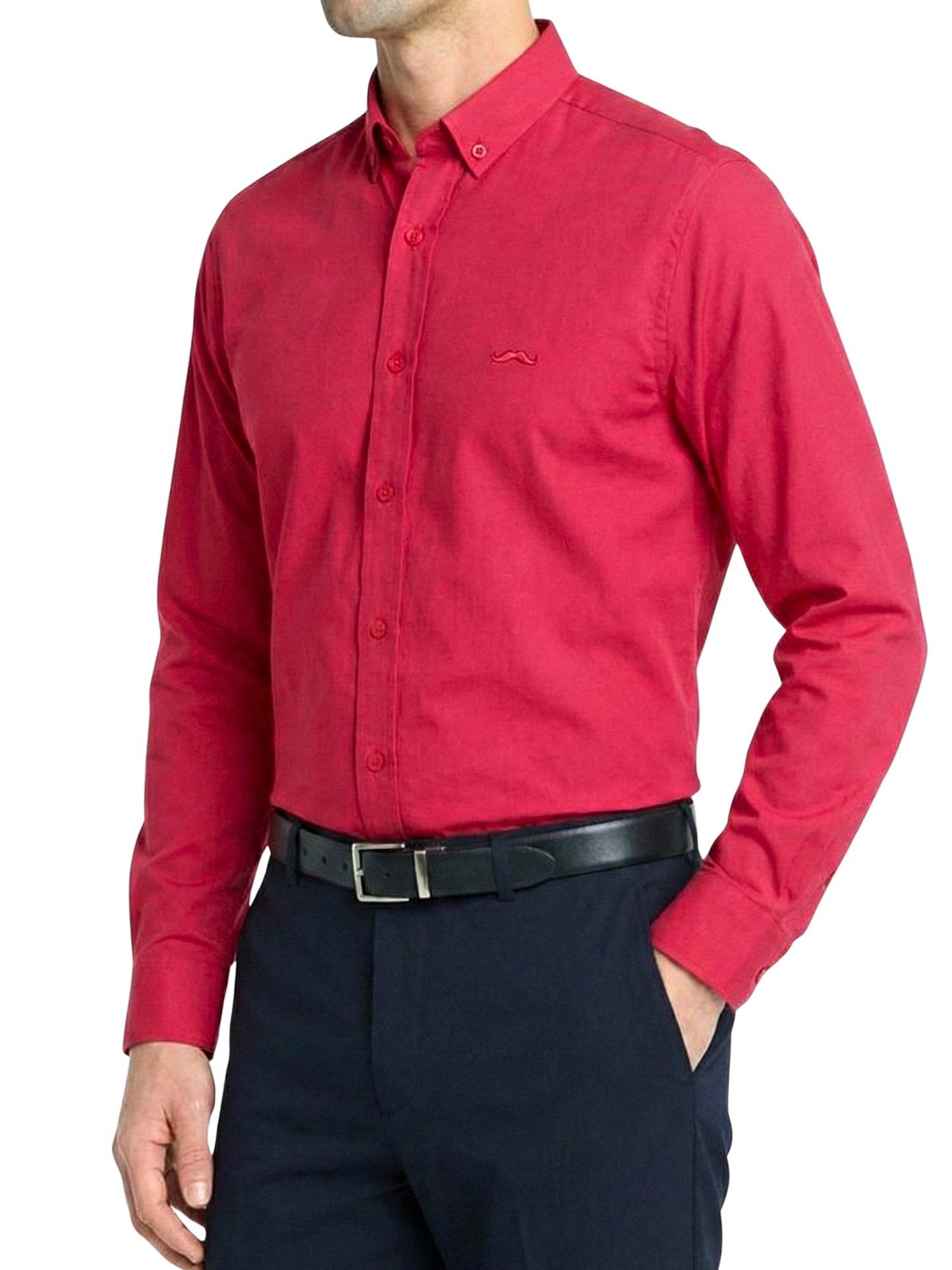 Camisa slim fit - Rojo liso