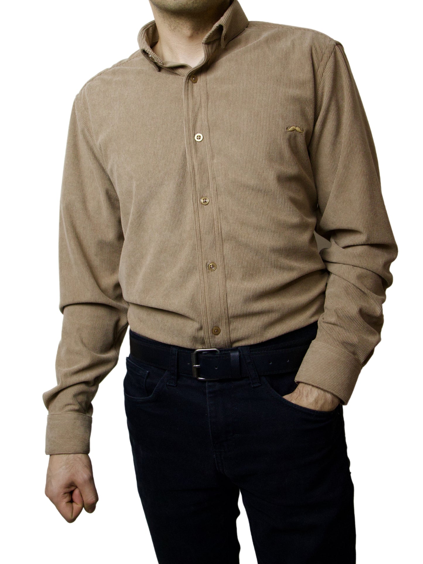 Camisa slim fit - Pana beige