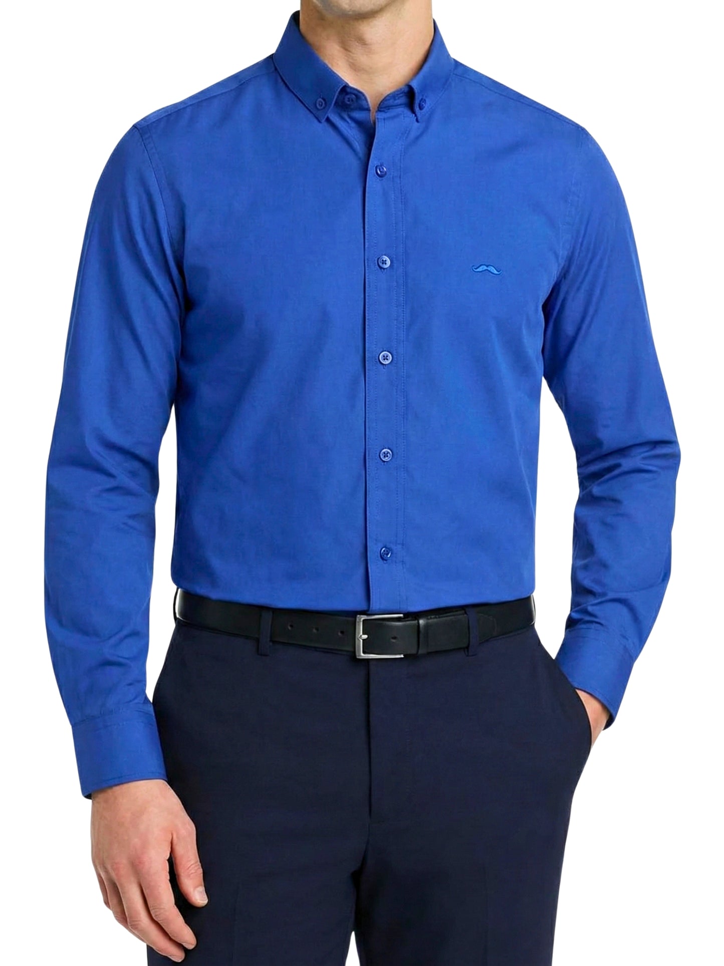 Camisa slim fit - Azul liso