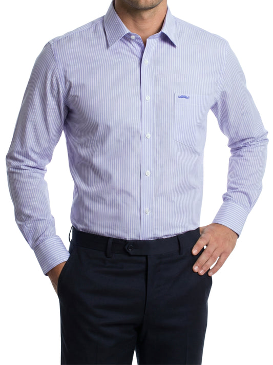 Camisa corte regular - Rayas blanco y azul