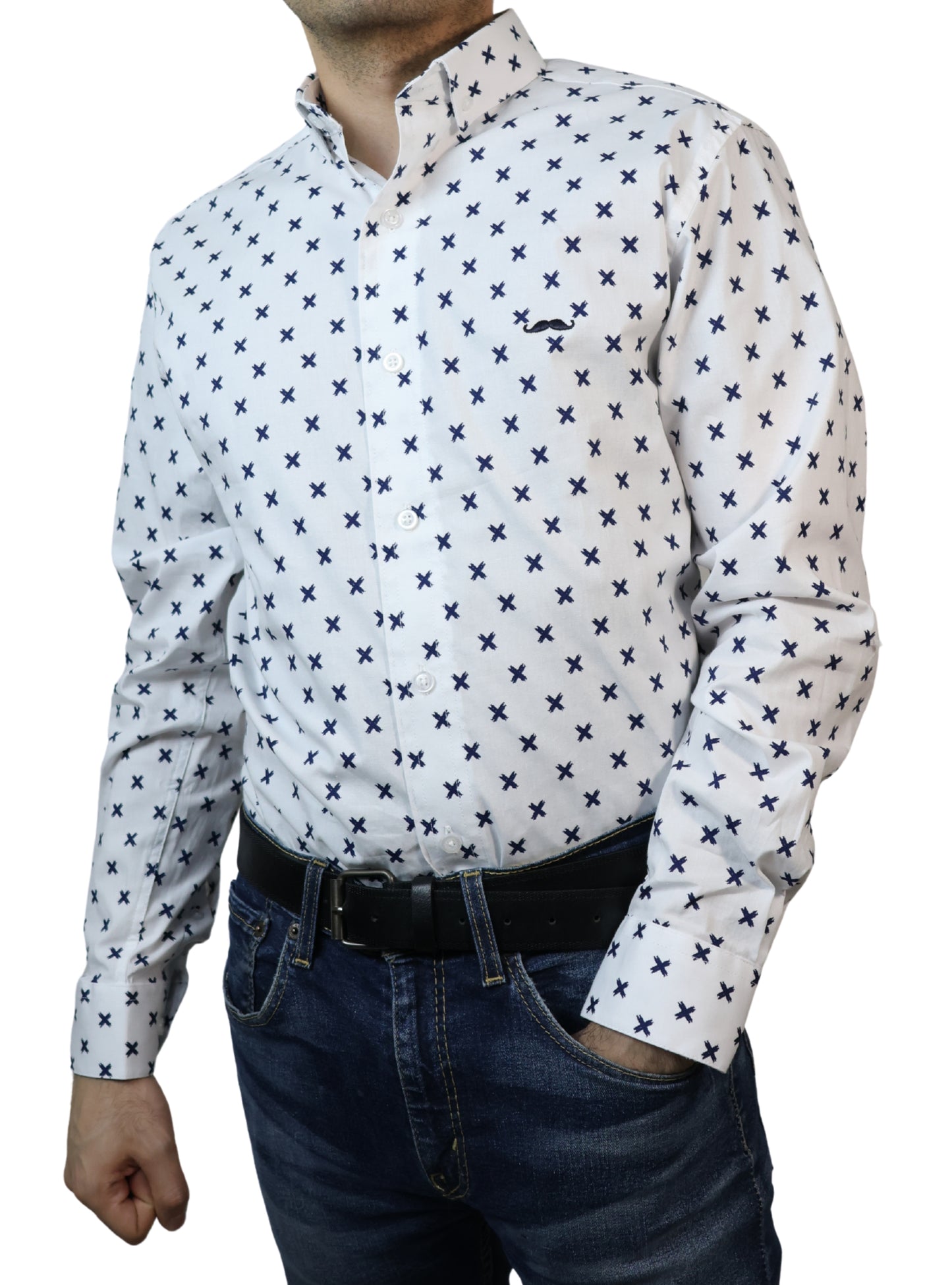 Camisa slim fit - Blanco estampado