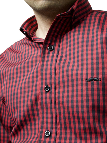 Camisa slim fit - Cuadro rojo y negro