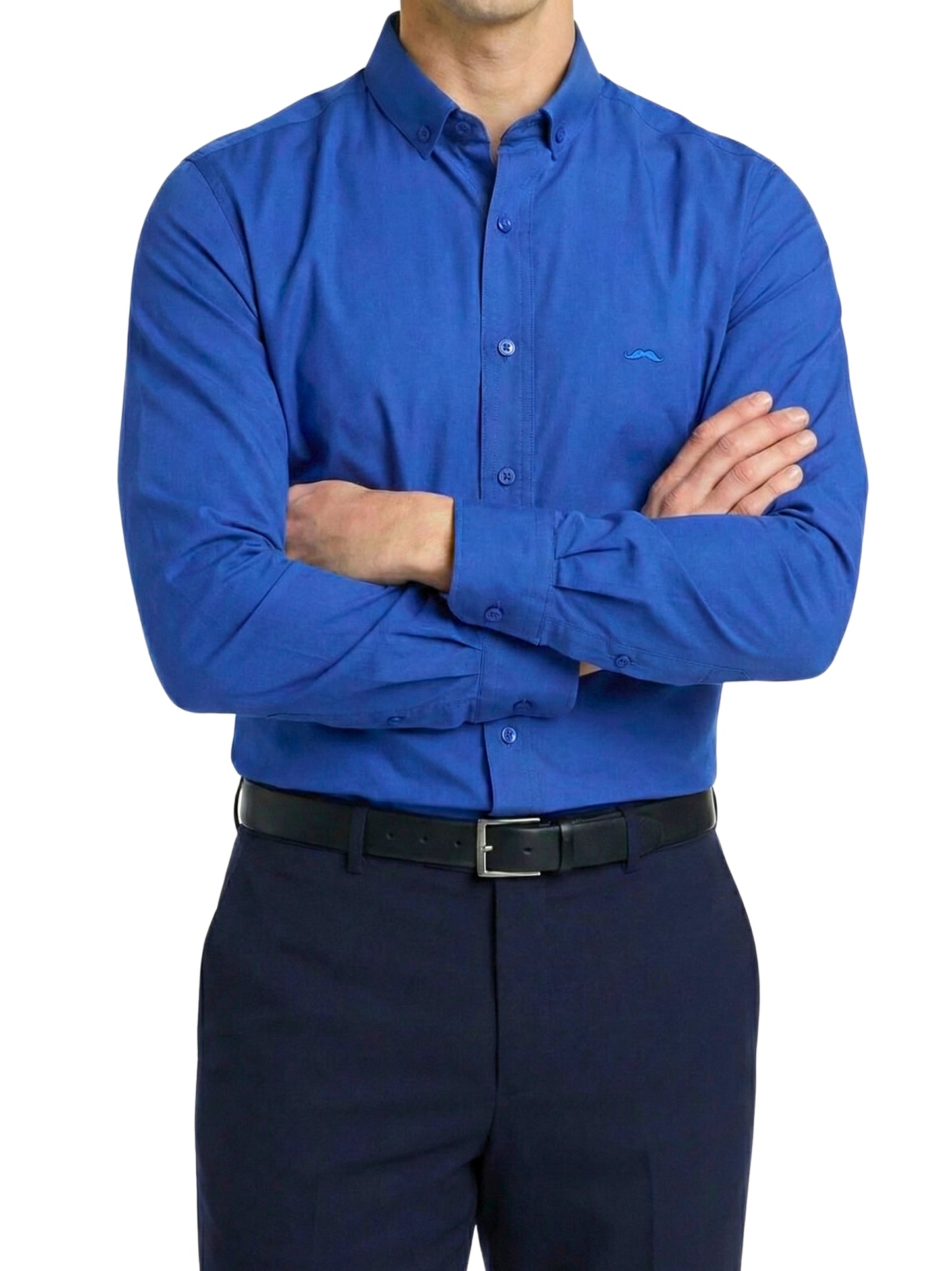 Camisa slim fit - Azul liso