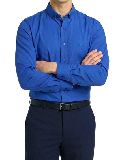 Camisa slim fit - Azul liso