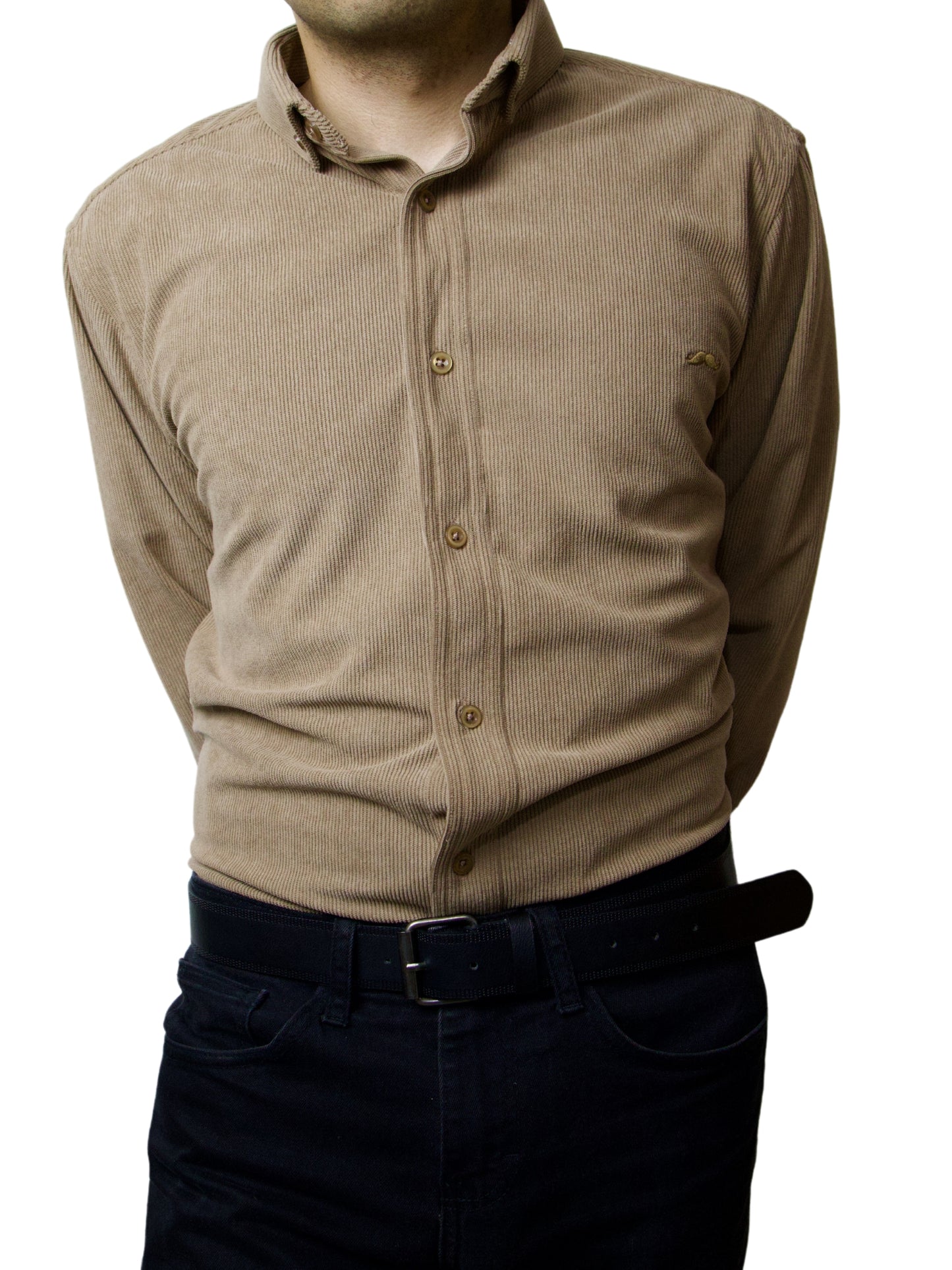 Camisa slim fit - Pana beige