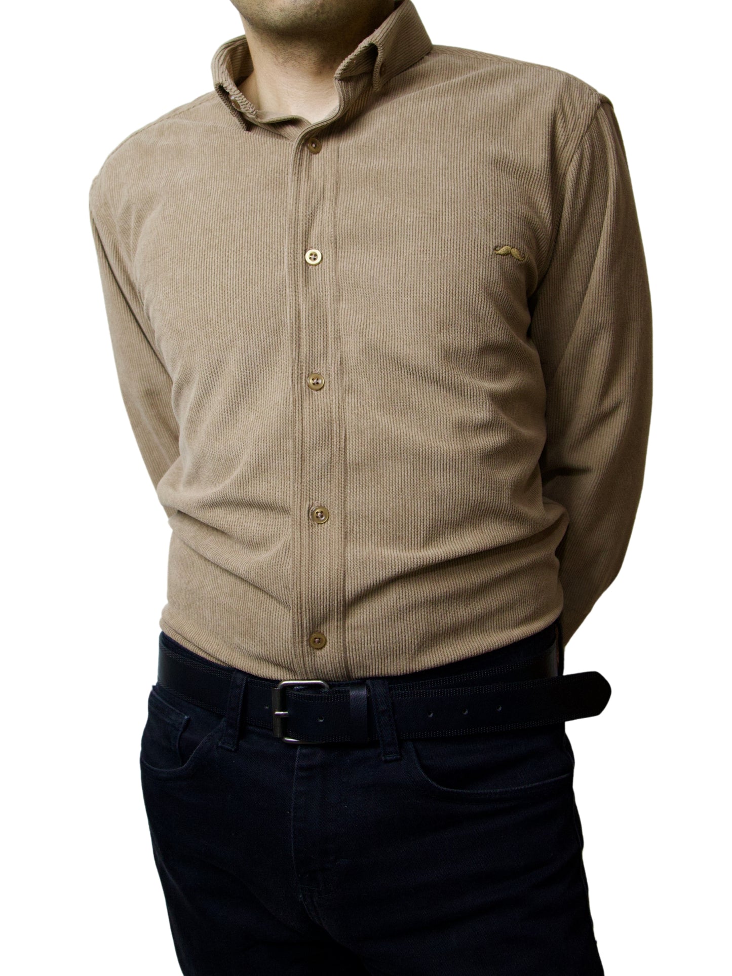 Camisa slim fit - Pana beige