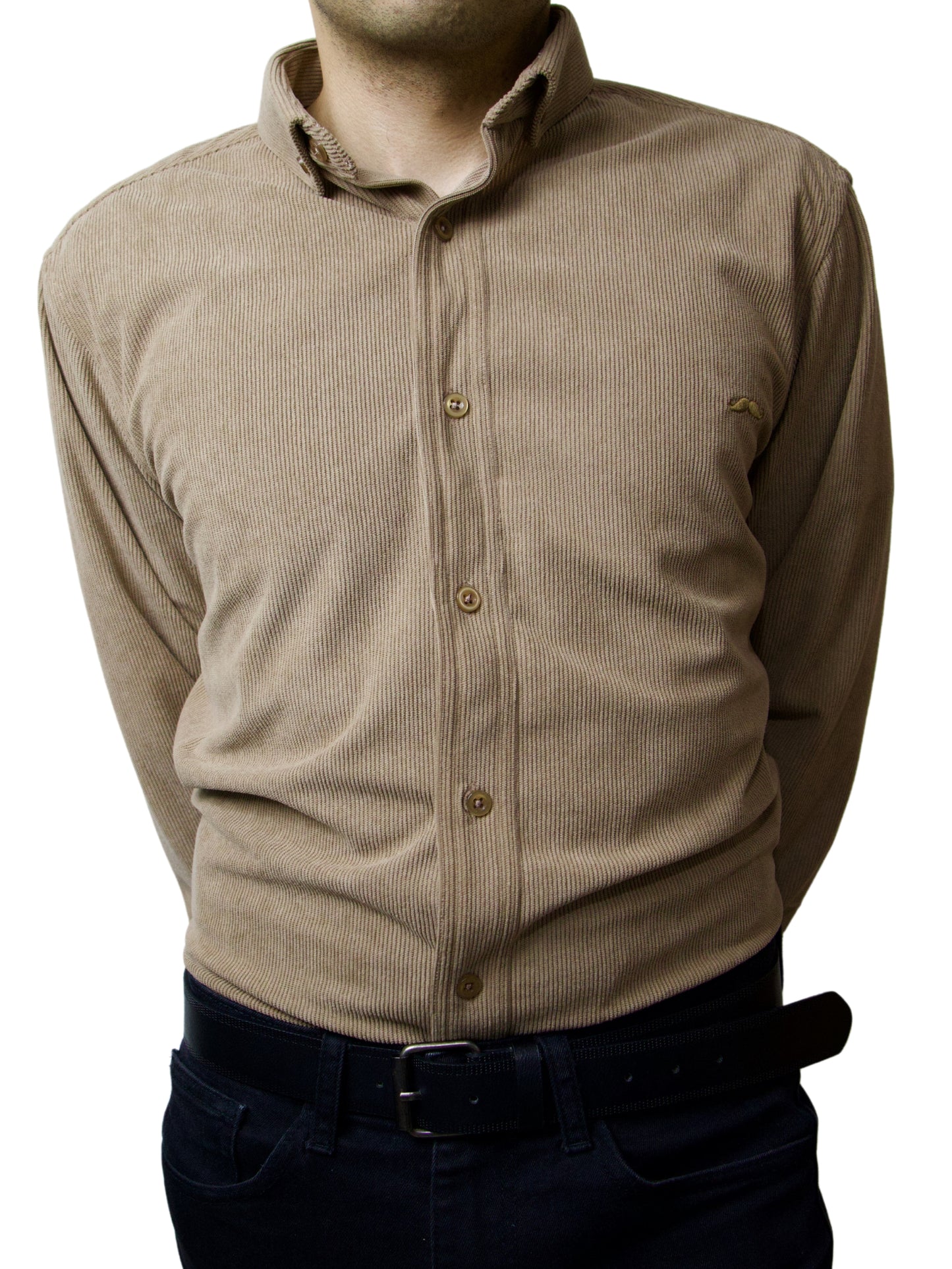 Camisa slim fit - Pana beige