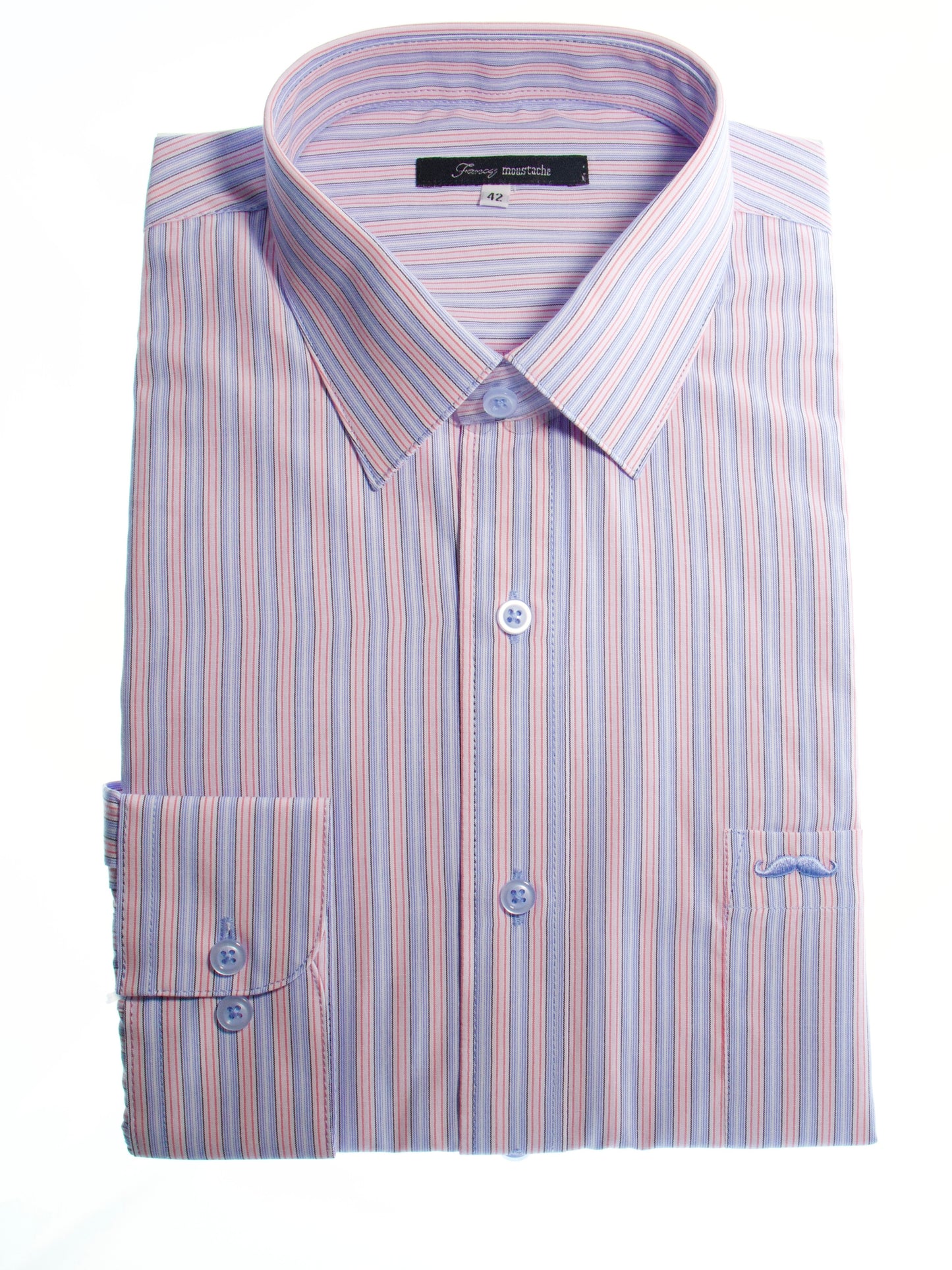 Camisa corte regular - Rayas rojo y azul