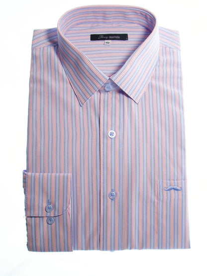 Camisa corte regular - Rayas rojo y azul