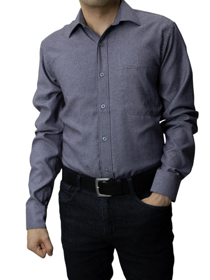 Camisa corte regular - Gris azulado