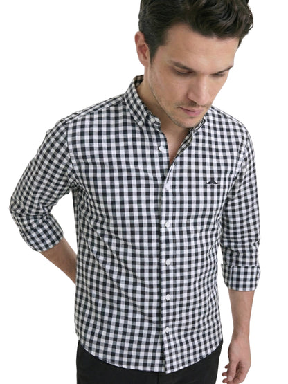 Camisa slim fit - Cuadro negro