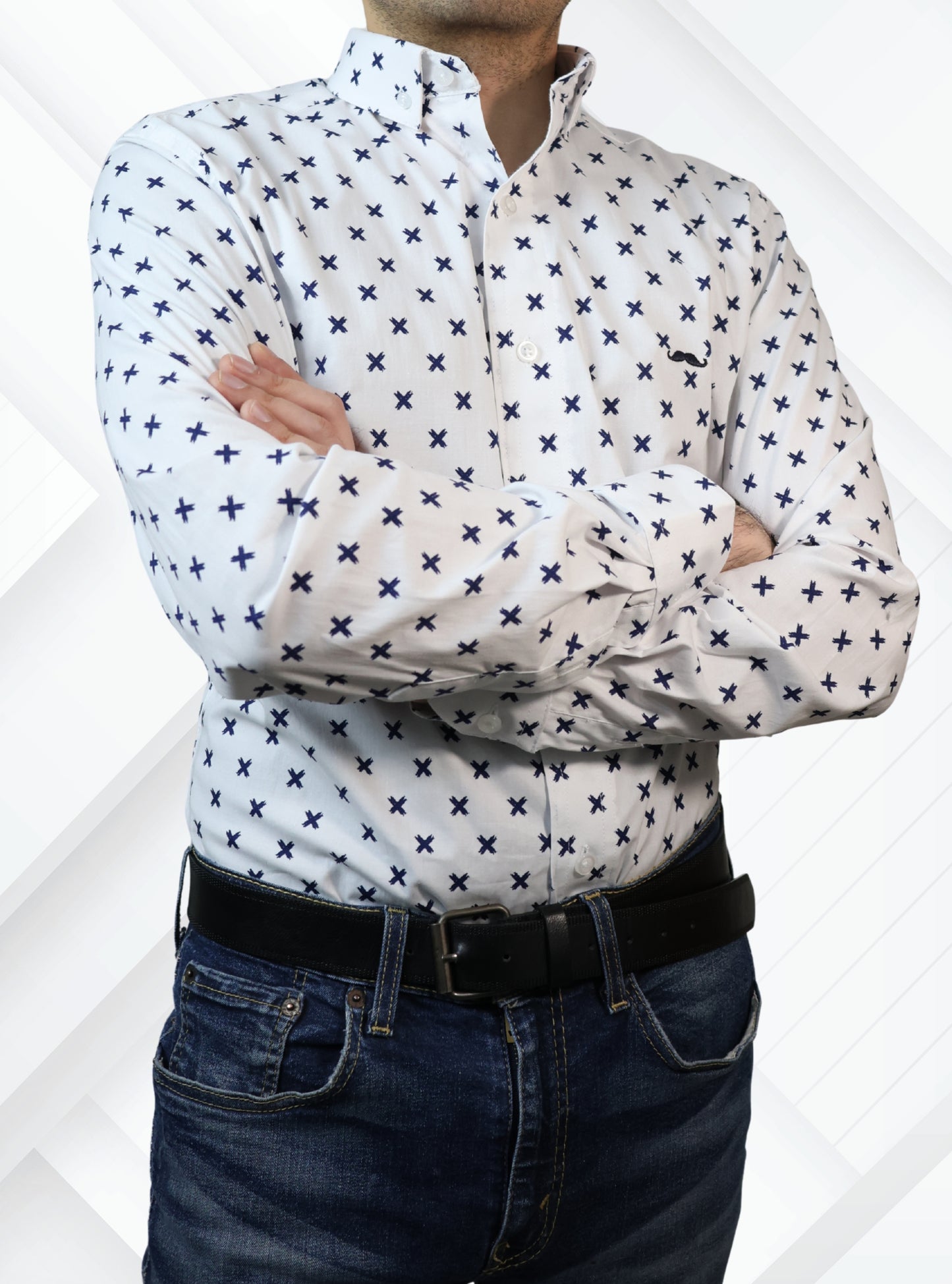 Camisa slim fit - Blanco estampado
