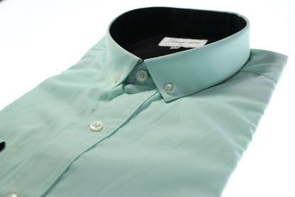 Camisa slim fit - Verde liso