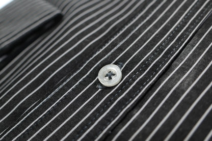 Camisa slim fit cuello Mao -  Negro rayas