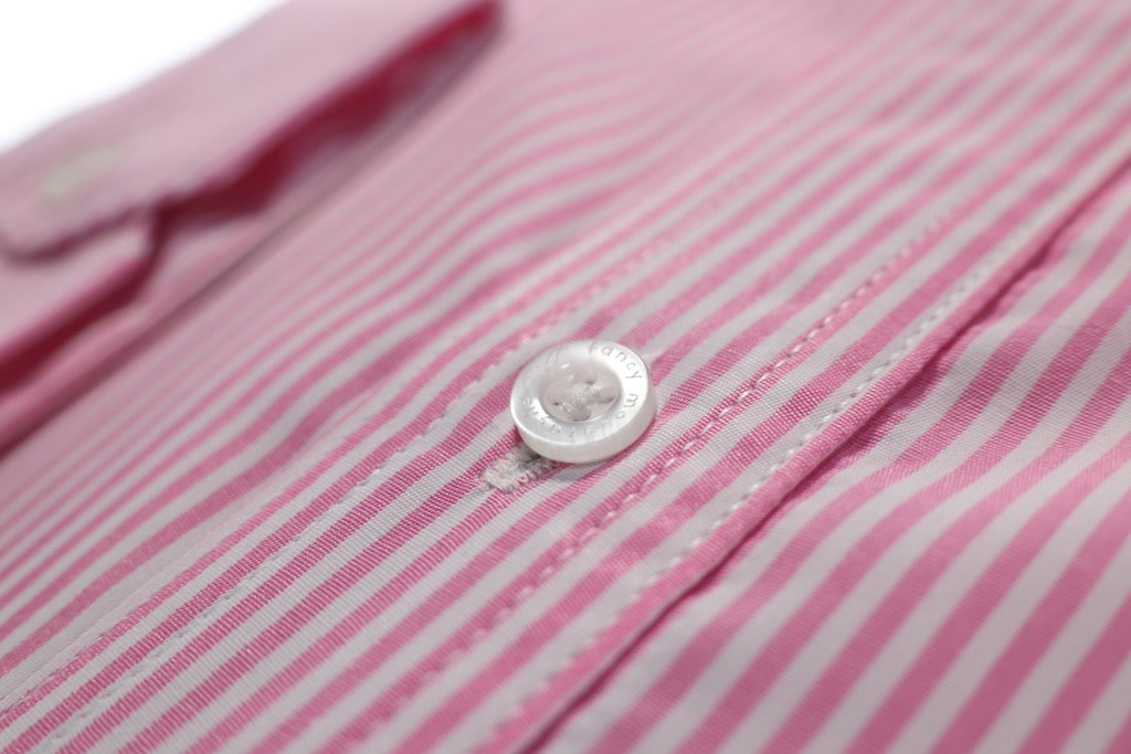 Camisa slim fit cuello Mao -  Rosa rayas 1