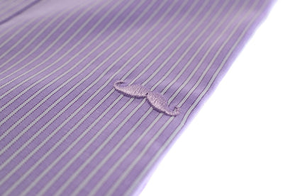 Camisa slim fit cuello Mao -  Morado rayas
