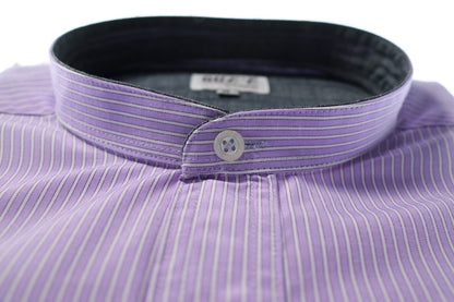 Camisa slim fit cuello Mao -  Morado rayas