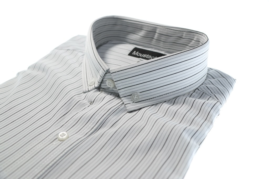 Camisa slim fit -  Blanco rayas