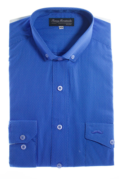 Camisa slim fit -  Azul líneas