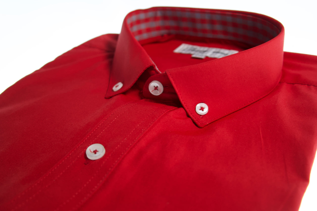 Camisa slim fit -  Rojo liso