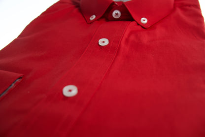 Camisa slim fit -  Rojo liso