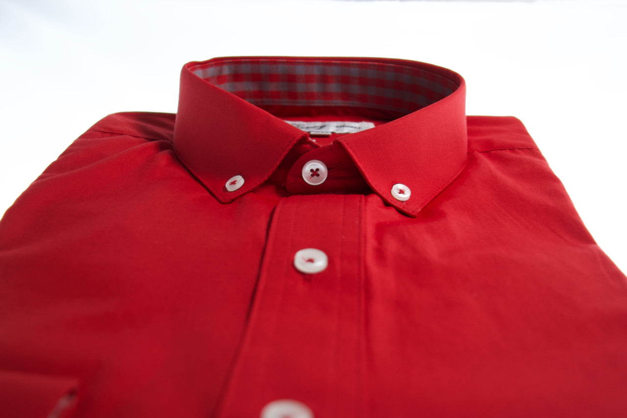 Camisa slim fit -  Rojo liso