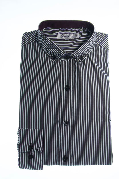Camisa slim fit -  Negro rayas