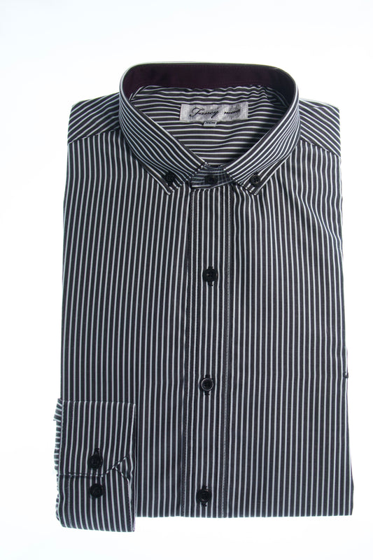 Camisa slim fit -  Negro rayas