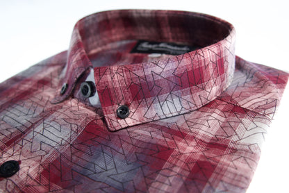 Camisa slim fit -  Rojo geométrico