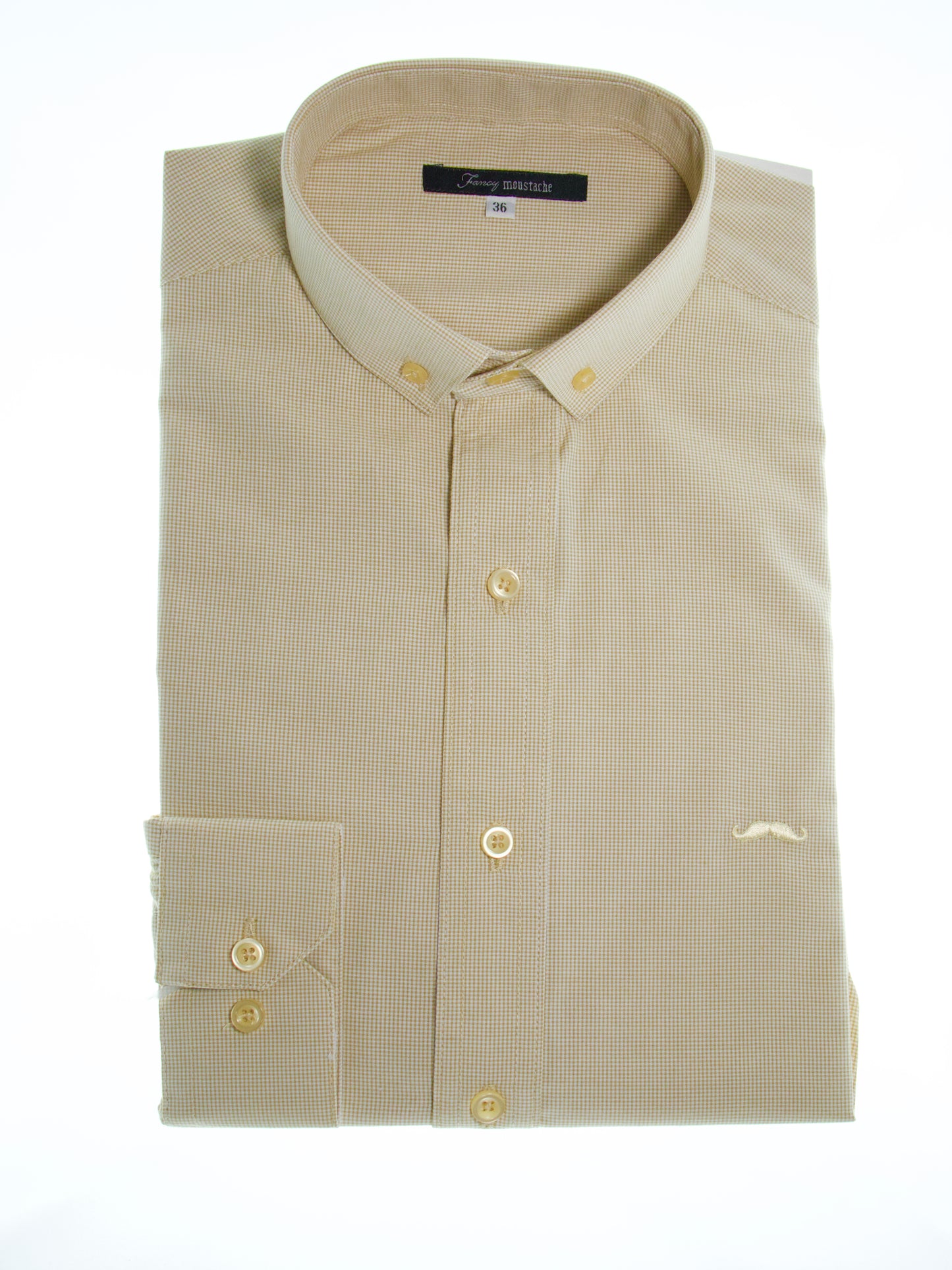 Camisa slim fit - Mini cuadro amarrillo