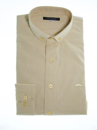 Camisa slim fit - Mini cuadro amarrillo