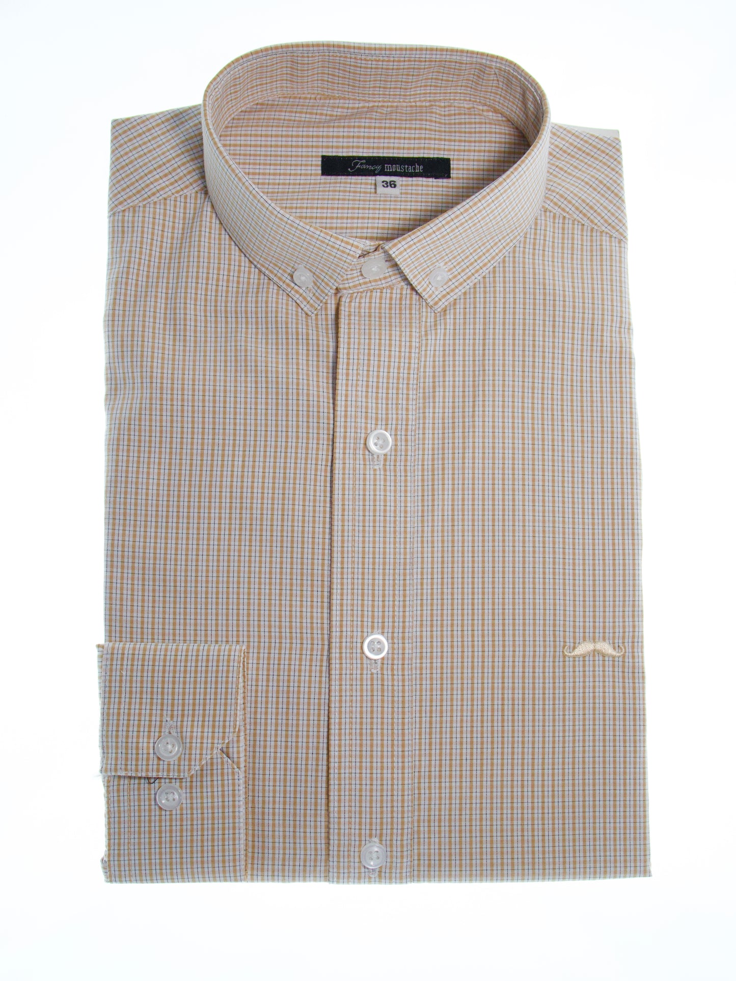 Camisa slim fit - Mini cuadro café