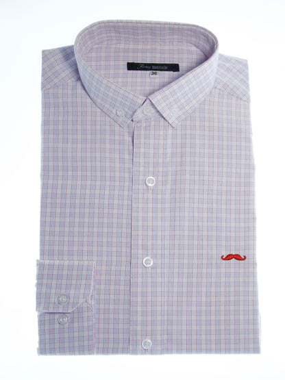 Camisa slim fit - Cuadrilla rojo y azul