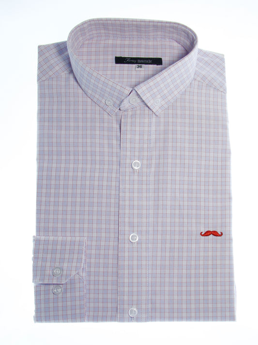 Camisa slim fit - Cuadrilla rojo y azul