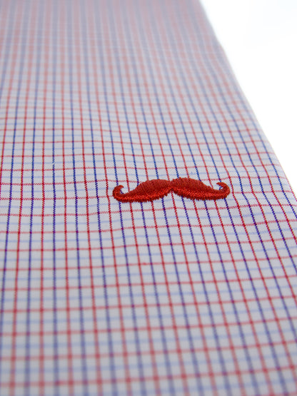 Camisa slim fit - Mini cuadro rojo y azul