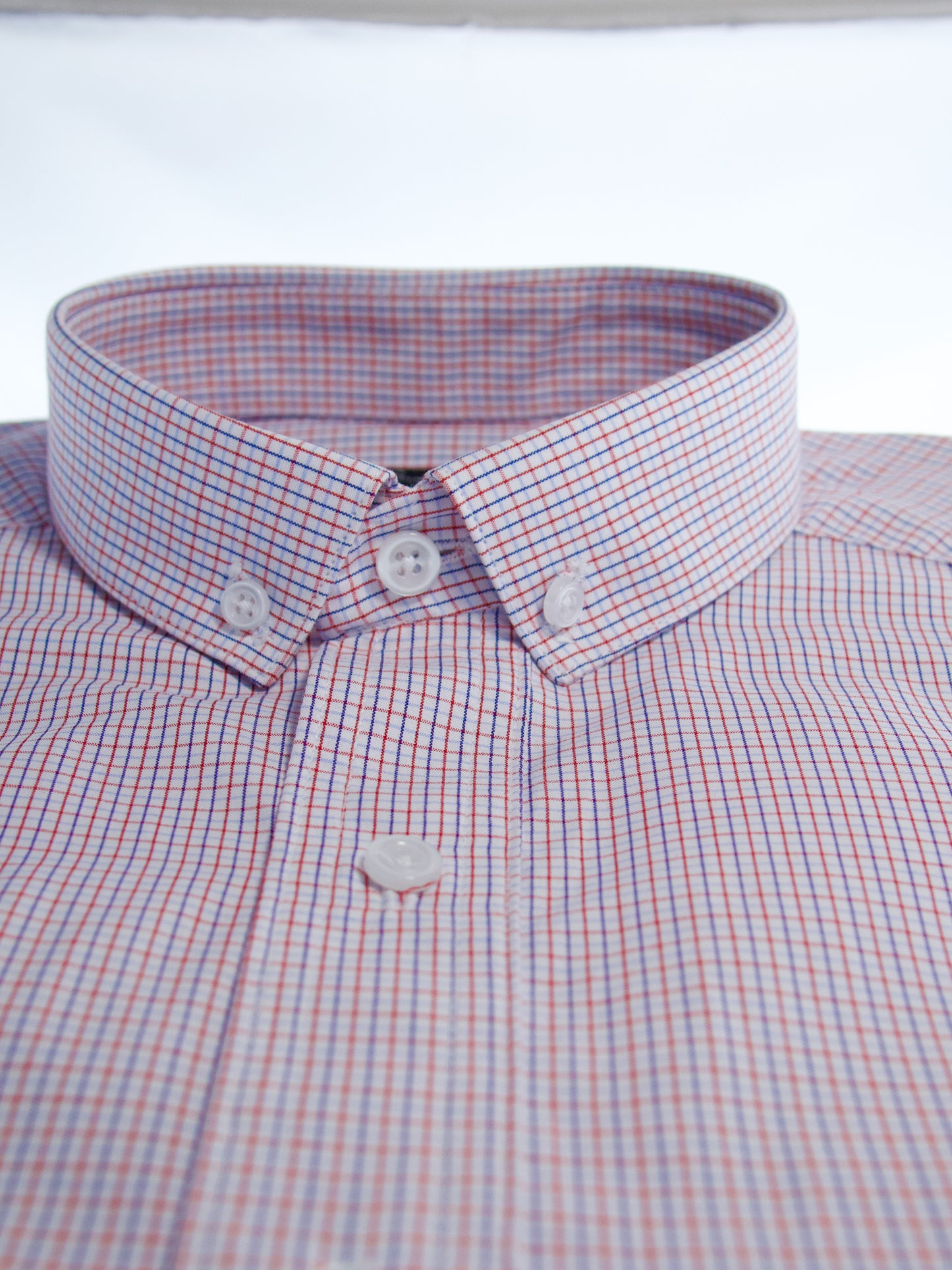 Camisa slim fit - Mini cuadro rojo y azul