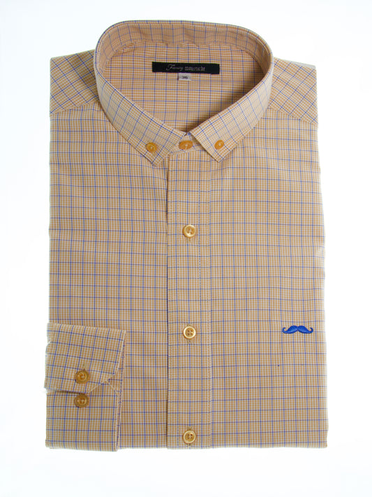 Camisa slim fit - Cuadrilla amarillo