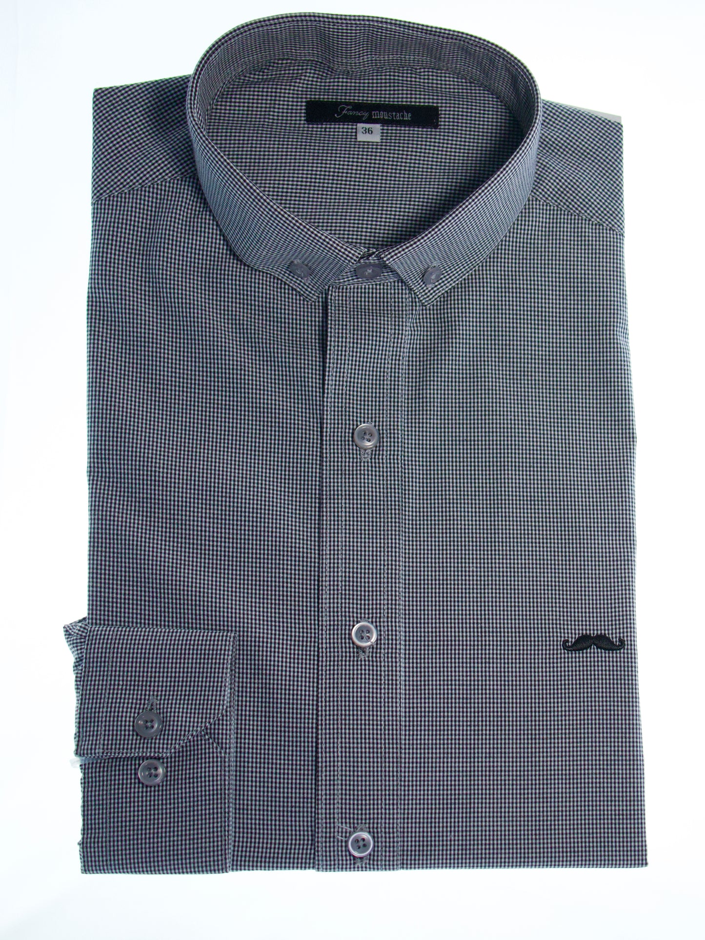 Camisa slim fit - Mini cuadro negro