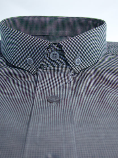 Camisa slim fit - Mini cuadro negro