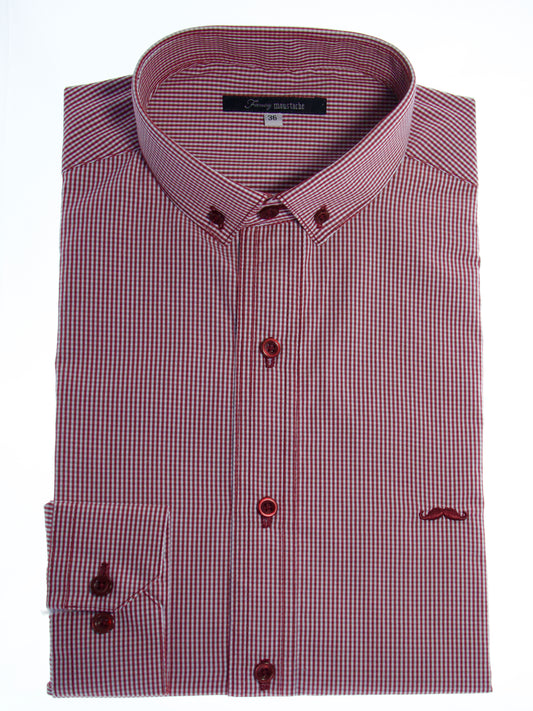 Camisa slim fit - Mini cuadro rojo