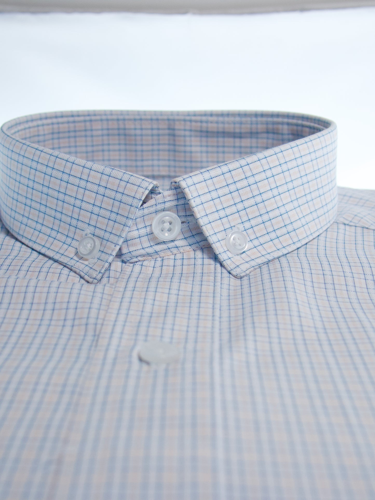 Camisa slim fit - Mini cuadro azul y amarillo