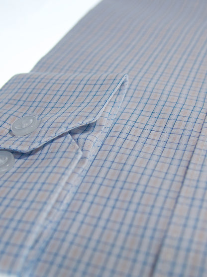 Camisa slim fit - Mini cuadro azul y amarillo