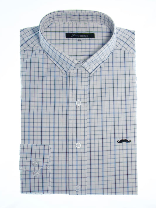 Camisa slim fit - Azul cuadrilla