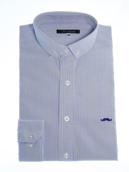 Camisa slim fit - Mini cuadro azul