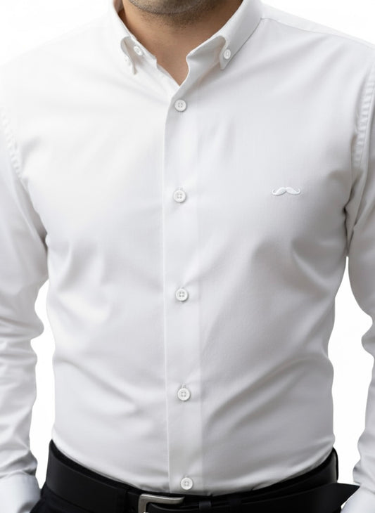 Camisa slim fit - Blanco liso