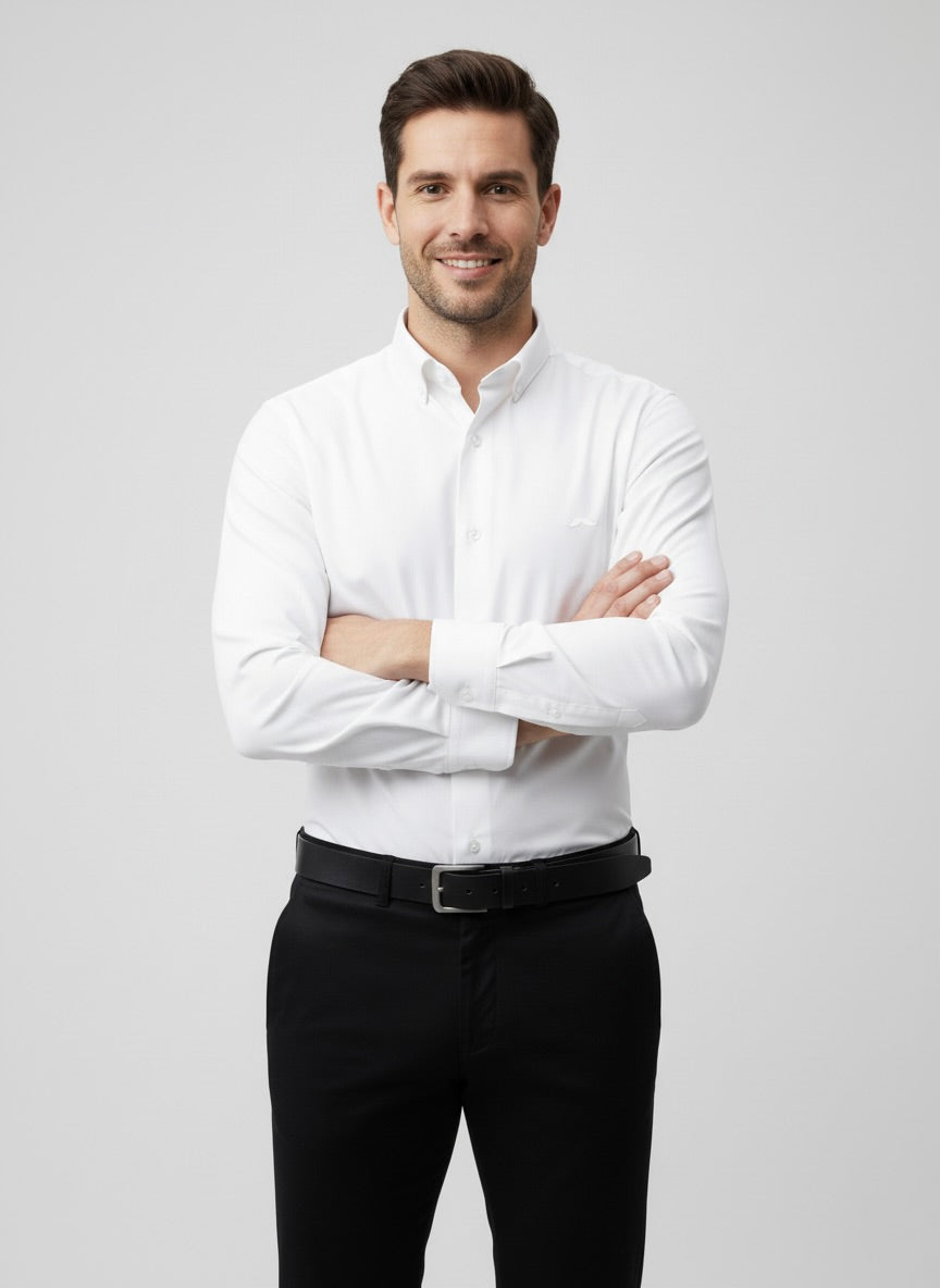 Camisa slim fit - Blanco liso